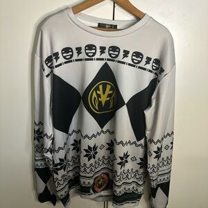 Power Ranger Black and White Crewneck Sweater. Size medium